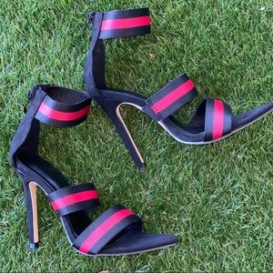 Black & red strap heels